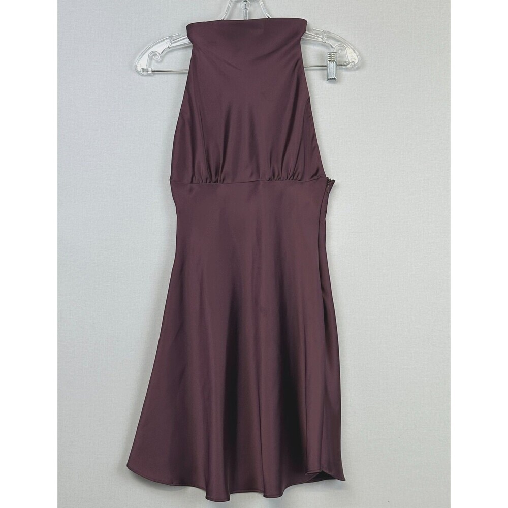 Zara Satin Halter Mini Dress Burgundy Women's Size S